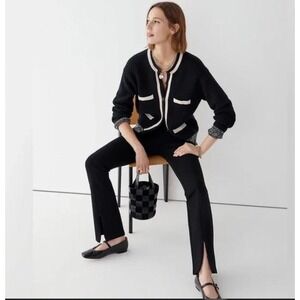 J. Crew Womens Roxanne Flare Pants Sz M Black Italian Ponte Knit Stretch Trouser